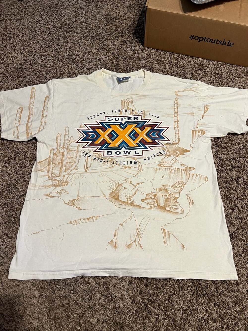 Vintage 1996 Super Bowl XXX Sun Devil Stadium Arizona AOP T-Shirt XL
